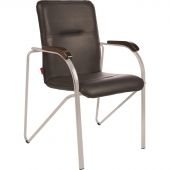 Конференц-кресло Samba silver черный (искусственная кожа/орех/металл серебристый)