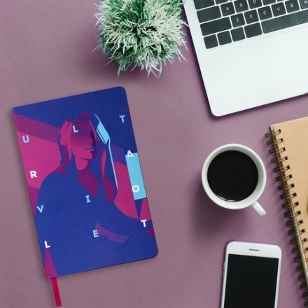 Ежедневник недатированный А5 (138х213 мм), BRAUBERG VISTA, под кожу, гибкий, 136 л., "Ultraviolet", 111990