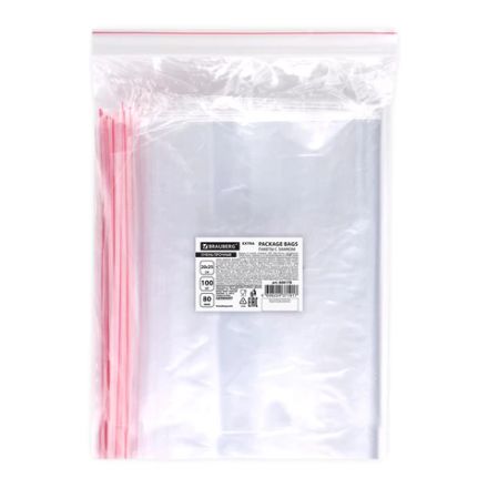 Пакеты ZIP LOCK "зиплок" ОЧЕНЬ ПРОЧНЫЕ, комплект 100 шт., 200х250 мм, ПВД 80 мкм, BRAUBERG EXTRA, 608178 Пакеты ZIP LOCK "зиплок" ОЧЕНЬ ПРОЧНЫЕ, комплект 100 шт., 200х250 мм, ПВД 80 мкм, BRAUBERG EXTRA, 608178