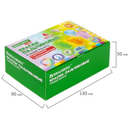 Краски пальчиковые для малышей от 1 года, 6 цветов (3 пастельных + 3 флуоресцентных) по 40 мл, BRAUBERG KIDS, 192400 Краски пальчиковые для малышей от 1 года, 6 цветов (3 пастельных + 3 флуоресцентных) по 40 мл, BRAUBERG KIDS, 192400