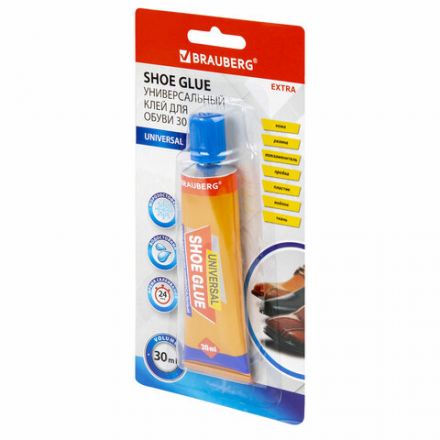 Клей универсальный обувной водостойкий BRAUBERG EXTRA, 30 мл, прочный, блистер, 608105 Клей универсальный обувной водостойкий BRAUBERG EXTRA, 30 мл, прочный, блистер, 608105