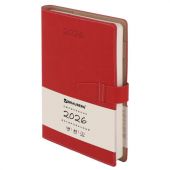 Ежедневник датированный 2026, А5, 143х218 мм, BRAUBERG "Journal", под кожу, застежка, держатель для ручки, органайзер, красный, 117380 Ежедневник датированный 2026, А5, 143х218 мм, BRAUBERG "Journal", под кожу, застежка, держатель для ручки, органайзер, красный, 117380