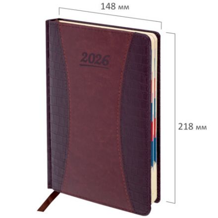 Ежедневник датированный 2026 А5 148х218 мм, GALANT "CombiContract", под кожу, коричневый, 117487 Ежедневник датированный 2026 А5 148х218 мм, GALANT "CombiContract", под кожу, коричневый, 117487