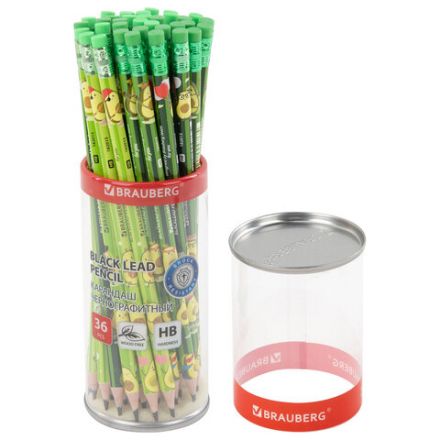 Карандаш чернографитный с принтом BRAUBERG "AVOCADO", 1 шт., HB, с ластиком, корпус ассорти, 182015 Карандаш чернографитный с принтом BRAUBERG "AVOCADO", 1 шт., HB, с ластиком, корпус ассорти, 182015
