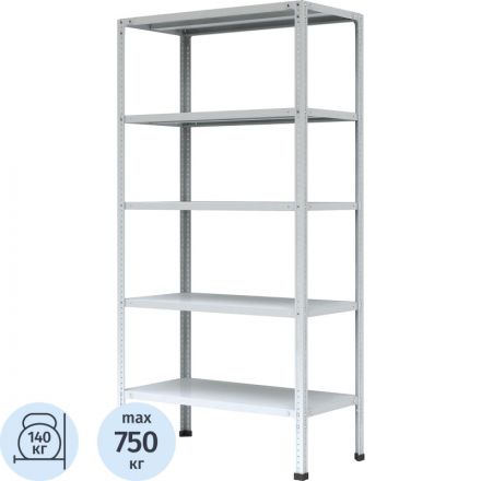 Стеллаж металлический 0MX_P_МС-255 с 5-ю полками 1000х500х2000 Стеллаж металлический 0MX_P_МС-255 с 5-ю полками 1000х500х2000