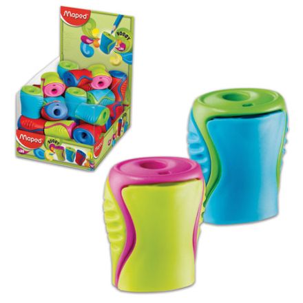 Точилка MAPED (Франция) "Boogy", с контейнером, двухцветная, ассорти, дисплей, 063311 Точилка MAPED (Франция) "Boogy", с контейнером, двухцветная, ассорти, дисплей, 063311