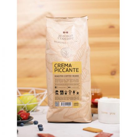 Кофе натуральный жареный в зернах Деловой Стандарт Piccante Crema, 1кг Кофе натуральный жареный в зернах Деловой Стандарт Piccante Crema, 1кг