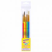 Кисти НАБОР 5 шт. (ПОНИ круглые № 1, 4; КОЗА круглые № 3, 6; ЩЕТИНА плоская № 4), пакет, ЮНЛАНДИЯ, 201079