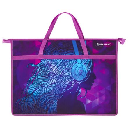 Папка для рисунков и чертежей с ручками BRAUBERG А3, пластик, молния сверху, "Melody", 228201 Папка для рисунков и чертежей с ручками BRAUBERG А3, пластик, молния сверху, "Melody", 228201