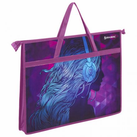 Папка для рисунков и чертежей с ручками BRAUBERG А3, пластик, молния сверху, "Melody", 228201 Папка для рисунков и чертежей с ручками BRAUBERG А3, пластик, молния сверху, "Melody", 228201