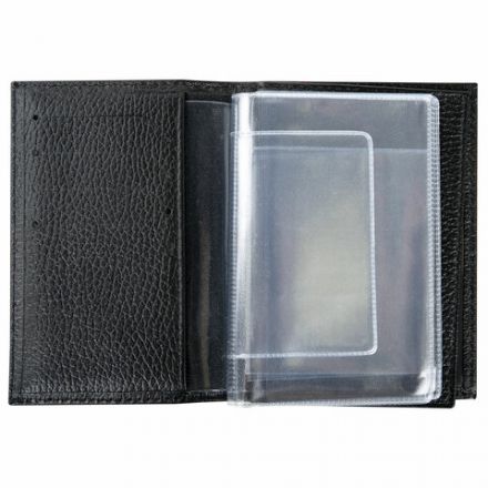 Обложка для автодокументов и паспорта натуральная кожа флоттер, "DOCUMENTS", черная, BRAUBERG 238193 Обложка для автодокументов и паспорта натуральная кожа флоттер, "DOCUMENTS", черная, BRAUBERG 238193