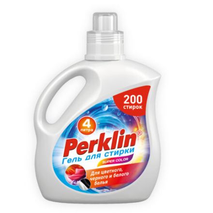 Гель для стирки для всех типов тканей, 200 стирок, 4 л, PERKLIN (ПЕРКЛИН) SUPER COLOR, 609779