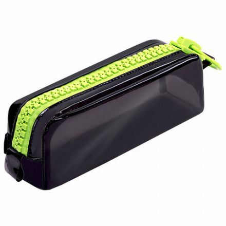 Пенал BRAUBERG с объемной "тракторной" молнией, 1 отделение, ПВХ, 22х8х6,5 см, "Neon green", 271564