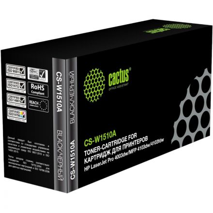 Картридж лазерный Cactus CS-W1510A W1510A чер. для HP LJ 4003dw/MFP 4103dw Картридж лазерный Cactus CS-W1510A W1510A чер. для HP LJ 4003dw/MFP 4103dw