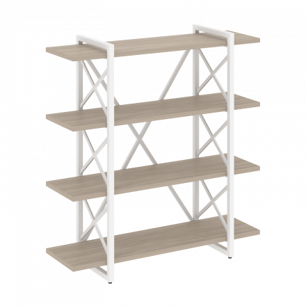 Loft Стеллаж на регулируемых опорах-4 полки VR.L-MST.O-4.8V Дуб аттик/Белый металл 1200*400*1280