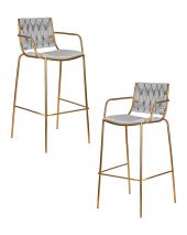 Набор 2 шт Стул барный DOBRIN MILLER GOLD, cветло-серый велюр (135-37)