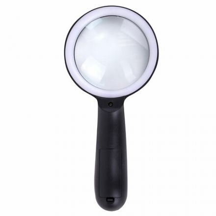 Лупа просмотровая с LED-ПОДСВЕТКОЙ, диаметр 90 мм, увеличение 10, корпус черный, BRAUBERG, 455928