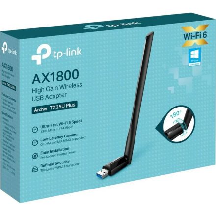 Сетевой адаптер Wi-Fi TP-Link Archer TX35U Plus AX1800 USB-адаптер Wi-Fi 6
