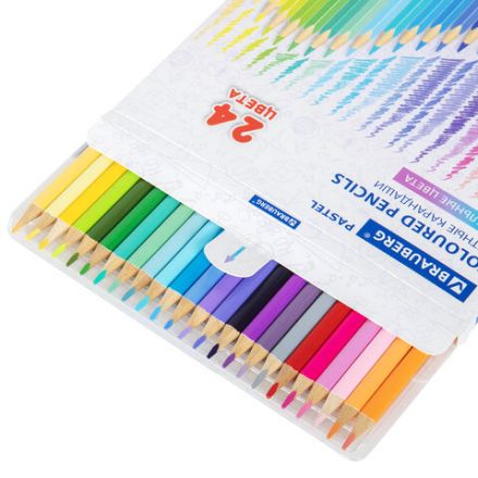Карандаши цветные BRAUBERG PASTEL, 24 пастельных цвета, трехгранные, грифель 3 мм, натуральное дерево, 181851 Карандаши цветные BRAUBERG PASTEL, 24 пастельных цвета, трехгранные, грифель 3 мм, натуральное дерево, 181851