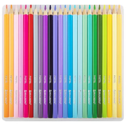 Карандаши цветные BRAUBERG PASTEL, 24 пастельных цвета, трехгранные, грифель 3 мм, натуральное дерево, 181851 Карандаши цветные BRAUBERG PASTEL, 24 пастельных цвета, трехгранные, грифель 3 мм, натуральное дерево, 181851