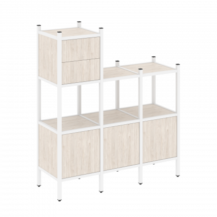 Loft Прямой стеллаж наборный VR.L-13 Денвер светлый/Белый металл 1278*446*1458