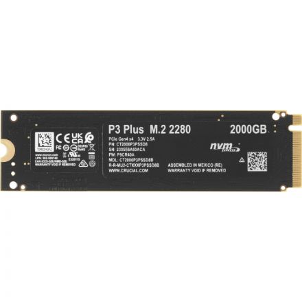 SSD накопитель Crucial P3 Plus 2Tb M.2 2280, PCI-E 4x4 (CT2000P3PSSD8)