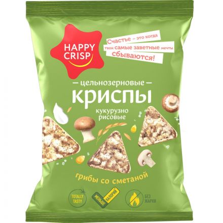 Чипсы Happy Corn цельно кукурузно рисовые,гр сметаной, без жарки 50гx18ш/УП