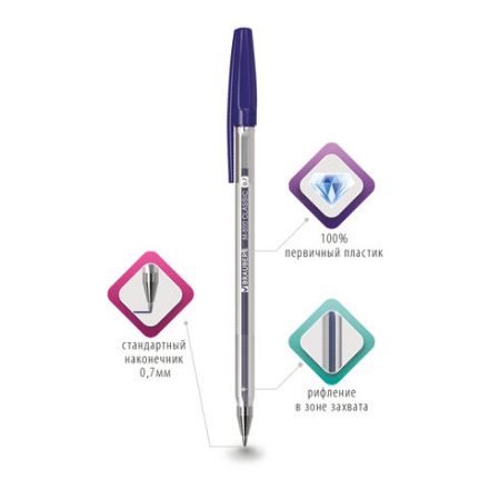 Ручка шариковая BRAUBERG "M-500 CLASSIC", СИНЯЯ, корпус прозрачный, узел 0,7 мм, линия письма 0,35 мм, 143444 Ручка шариковая BRAUBERG "M-500 CLASSIC", СИНЯЯ, корпус прозрачный, узел 0,7 мм, линия письма 0,35 мм, 143444