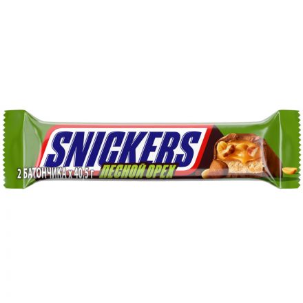 Шоколадный батончик Snickers лесной орех 81г
