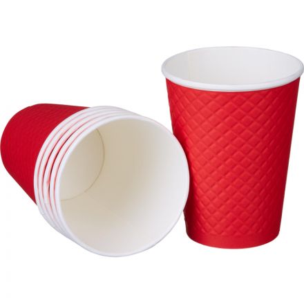 Стакан одноразовый бум двухслойный d-90мм 300мл Waffle Red (25шт/уп)