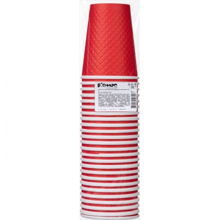 Стакан одноразовый бум двухслойный d-90мм 300мл Waffle Red (25шт/уп)