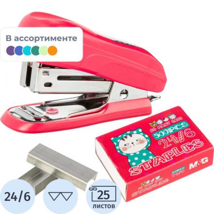 Степлер M&G N24/6 So Many Cats, до 25 л, скобы в наб, в ассорт, в блистере Степлер M&G N24/6 So Many Cats, до 25 л, скобы в наб, в ассорт, в блистере