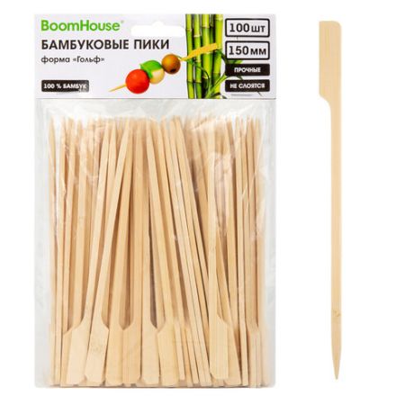 Шпажки-пики для канапе бамбуковые ГОЛЬФ 15 см, 100 шт., BOOMHOUSE (БУМХАУС), 701964