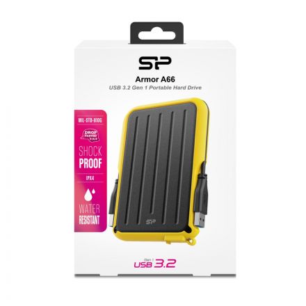 Портативный HDD Silicon Power Armor A66 4 TB USB 3.2, желтый, черный