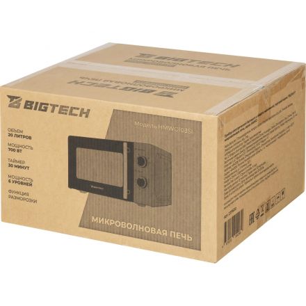 Микроволновая печь BigTech HMWO103SI, 20л., 700 вт. Серебристая Микроволновая печь BigTech HMWO103SI, 20л., 700 вт. Серебристая
