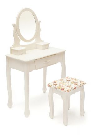 Туалетный столик с зеркалом и табуретом Secret De Maison COIFFEUSE ( mod. HX15-075 ), дерево павловния, мдф, 70x40x130см / 36x38x44см, butter white (слоновая кость)