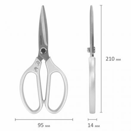 Ножницы кухонные DASWERK (ДАСВЕРК), 210 мм, удлиненное лезвие, металлические ручки, 608900