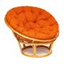 Кресло Папасан/Papasan (23/01 W) /с подушкой и ремешками/ диаметр подушки 122см, 115х101х104см, медовый, ткань оранжевый, с 23