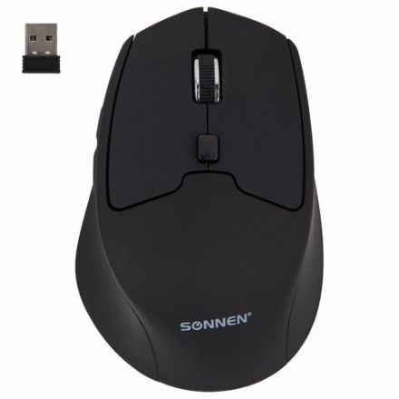 Мышь беспроводная SONNEN V33, USB, 800/1200/1600 dpi, 6 кнопок, оптическая, черная, SOFT TOUCH, 513517 Мышь беспроводная SONNEN V33, USB, 800/1200/1600 dpi, 6 кнопок, оптическая, черная, SOFT TOUCH, 513517