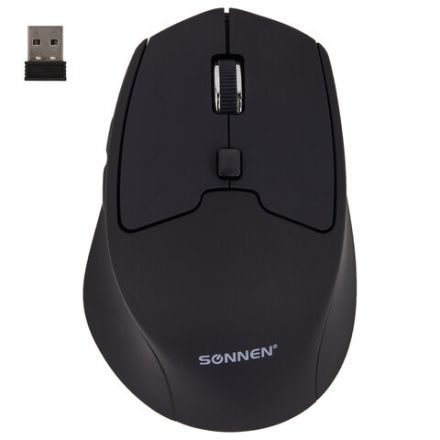 Мышь беспроводная SONNEN V33, USB, 800/1200/1600 dpi, 6 кнопок, оптическая, черная, SOFT TOUCH, 513517 Мышь беспроводная SONNEN V33, USB, 800/1200/1600 dpi, 6 кнопок, оптическая, черная, SOFT TOUCH, 513517