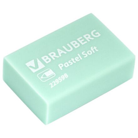 Ластики BRAUBERG "Pastel Soft" НАБОР 12 шт., размер ластика 31х20х10 мм, экологичный ПВХ, 229598