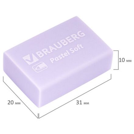 Ластики BRAUBERG "Pastel Soft" НАБОР 12 шт., размер ластика 31х20х10 мм, экологичный ПВХ, 229598 Ластики BRAUBERG "Pastel Soft" НАБОР 12 шт., размер ластика 31х20х10 мм, экологичный ПВХ, 229598