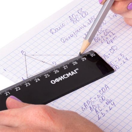 Линейка пластиковая 30 см, ОФИСМАГ, черная, пакет, 210778 Линейка пластиковая 30 см, ОФИСМАГ, черная, пакет, 210778