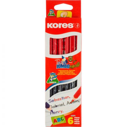 Карандаши цветные 2цв 3-гран,двустор Kores JUMBO 94851 Карандаши цветные 2цв 3-гран,двустор Kores JUMBO 94851