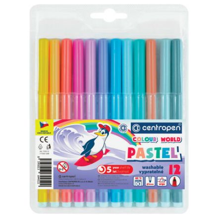 Фломастеры ПАСТЕЛЬНЫЕ 12 ЦВЕТОВ CENTROPEN "Colour World Pastel", смываемые, 7550/12TP, 7 7550 1287 Фломастеры ПАСТЕЛЬНЫЕ 12 ЦВЕТОВ CENTROPEN "Colour World Pastel", смываемые, 7550/12TP, 7 7550 1287