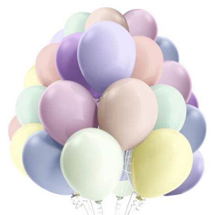 Шары воздушные 30 см, 100 штук, "МАКАРУНС", ассорти, BRAUBERG KIDS, 591879