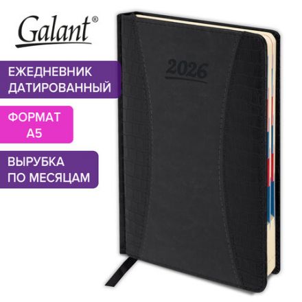 Ежедневник датированный 2026 А5 148х218 мм, GALANT "CombiContract", под кожу, черный, 117488 Ежедневник датированный 2026 А5 148х218 мм, GALANT "CombiContract", под кожу, черный, 117488