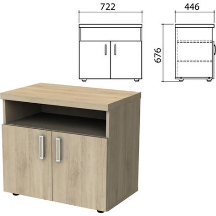 Тумба для оргтехники "Приоритет", 722х446х676 мм, 2 двери, полка, кронберг, К-928, К-928 кронберг