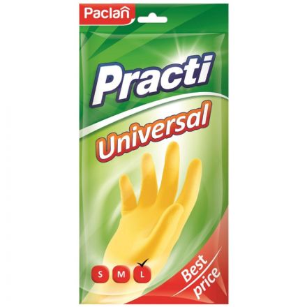 Перчатки латексные Paclan Practi с хлопковым напылением желтые (размер 9, L)