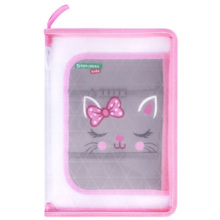 Папка для труда на молнии BRAUBERG KIDS А4, 1 отделение, прозрачная, органайзер, "Tiny cutie", 273397 Папка для труда на молнии BRAUBERG KIDS А4, 1 отделение, прозрачная, органайзер, "Tiny cutie", 273397